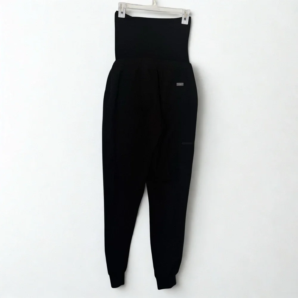 FIGS Women's Black Zamora Maternity Jogger Scrub Pants Small/Tall Full Panel - Picture 2 of 10